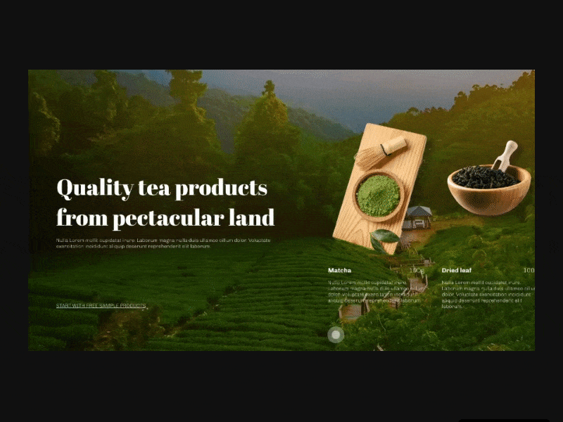 Product from tea leaf website. Homepage animation branding design fresh green homepage landingpage layout local matcha product tea ui uiux view web website