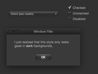 UI elements black button checkbox controls dark ui window