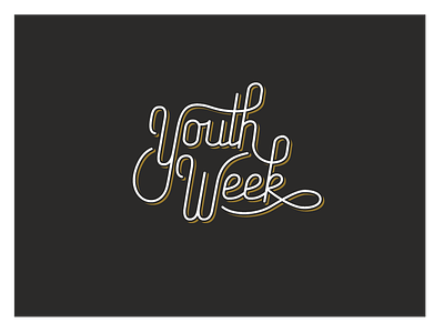 Youth Week WIP black gold lettering monoline white wip