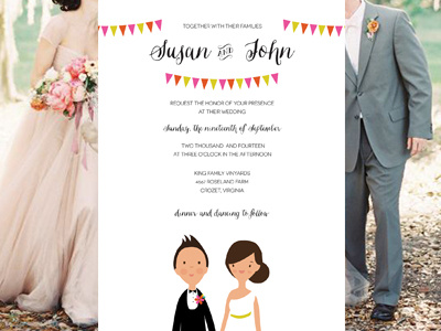 Cute Wedding Invite calligraphy characters couple cute doodle invite wedding
