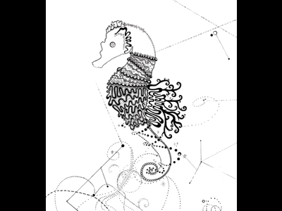 Cosmic Seahorse drawing graphic design illustration sea space