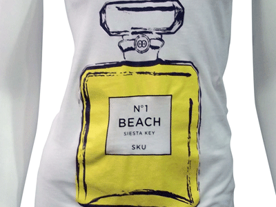 Beach No. 1 chanel themed perfume t shirt womens
