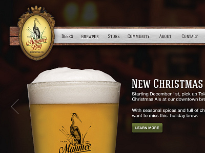 Brewery Site Concept: Maumee Bay Brewing Co. beer brewery earthy navigation rustic skeuomorphism slider ui