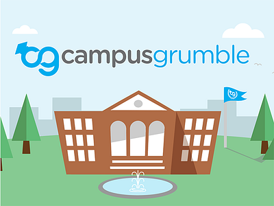 Campus Grumble Illustration academic building flat illustration