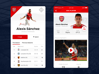 Daily UI #6 – User Profile app arsenal daily ui football ios mobile player profile profile soccer user profile