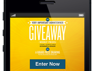 Downtown Giveaway Mobile Interface mobile survey tool ui ux yellow