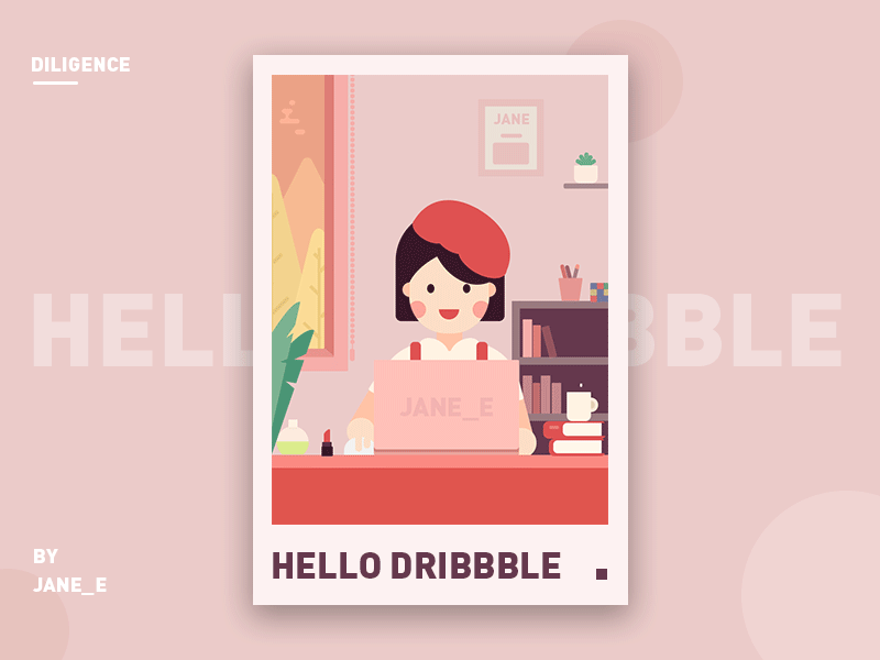 Hello dribbble! animation design flat illustration vector