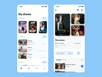 App for tracking shows & movies app episode film interface mobile movie netflix notification player poster season shows tracker trailer tv ui ux