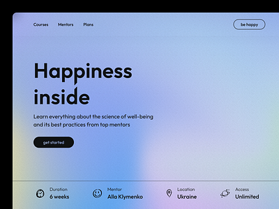 Happiness Inside e-learning platform access app being blue courses design duration gradient happiness happy interface learning location mentor plan science study ui ux website