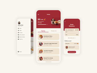KFC - Fidelity Program UI app brand branding design design app fast food food app kfc mobile mobile design mobile ui ui ui design uiux ux web webdesign website