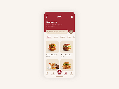 KFC - Food App UI Animation animation app brand branding design food food app gif kfc menu mobile mobile app mobile ui ui ui design uiux ux web design