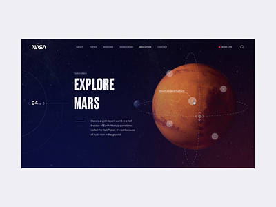 NASA - Explore Mars Animation animated animation branding design earth galaxy interface mars mobile nasa planet responsive space stars ui ui design uiux universe ux web