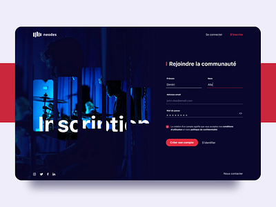Neodes - Sign Up account animation design experience figma form log in music neodes process sign up ui ui design user ux ux design website