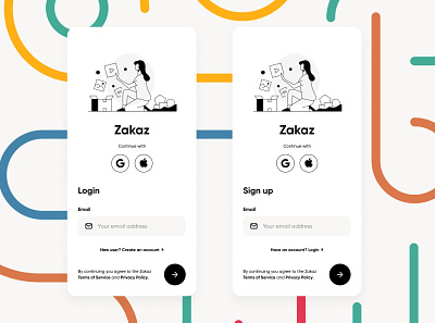 Zakaz Welcome Screens dailyui mobile signup