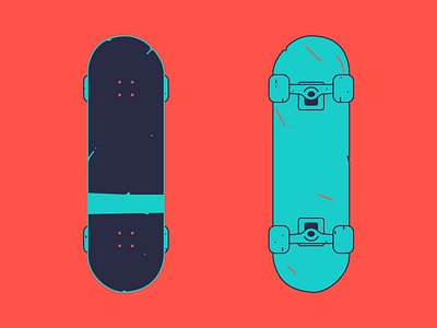 Used color line art skateboard