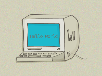 Helloworld Computer drawing illustration retro the80s