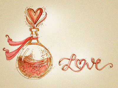 Love Potion drawing illustration lettering love