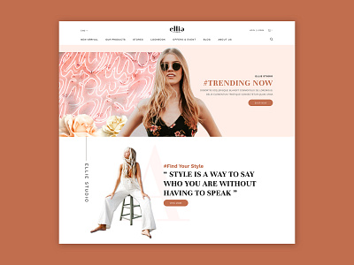 Ellie Studio branding design fashion minimal photoshop pink style trending type ui web webdesign website woman women