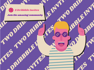 Two Dribbble Invites boy draft dribbble illustraion invitation invites invites giveaway two