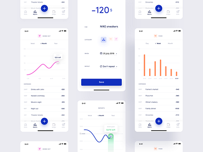 Budget App 2 animation app branding budget data data visulization finance fintech illustration mobile money management personal finance print product design typography ui ux