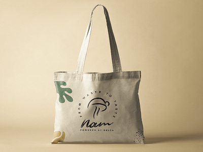 Nam: from coffee wast to mushroom branding design double meaning logo totebag