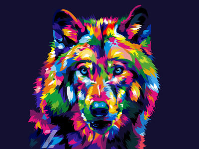 Wolf in Pop Art colors design designers fresh illustrations illustrators popart portrait vector wpap
