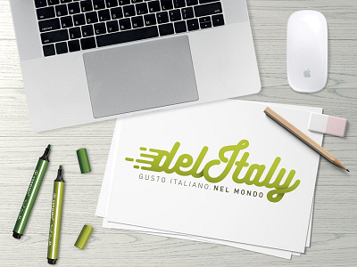 Delitaly brand delivery food and beverage illustrator logo made in italy