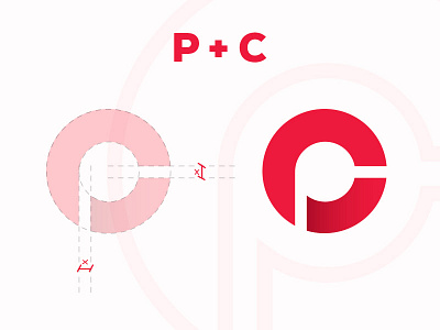 P + C c circle design illustrator letters logo p