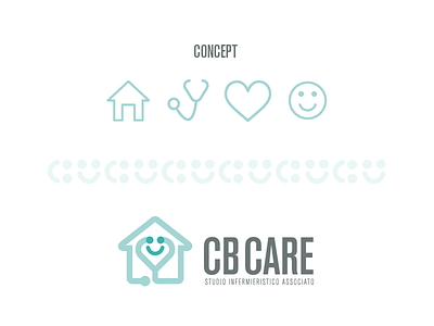 CBCare branding design heart home identity logo mark medical minimal smile symbol type