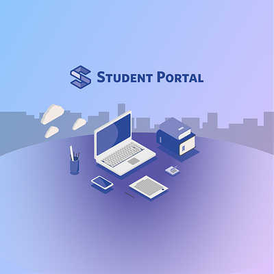 Student Portal graphics app blue branding design it school student portal students tech ui university