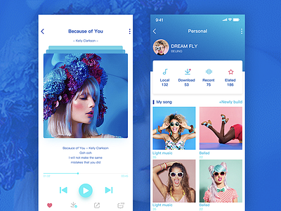 音乐应用 音乐蓝色uiux