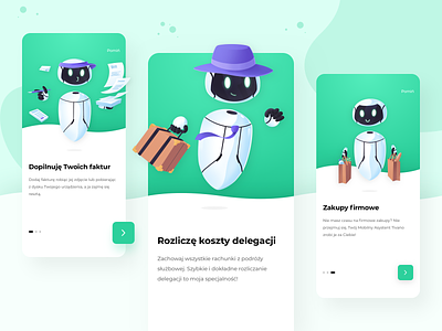 Tivano App - Onboarding app application colors design green invoice manager mobile mobile app office office manager purple robot shopping sketch typogaphy ui ux