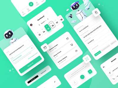 Tivano App - Components app application calendar colors components contact dashboard design designer green icons input invoice login robot scanning sketch typography ui ux