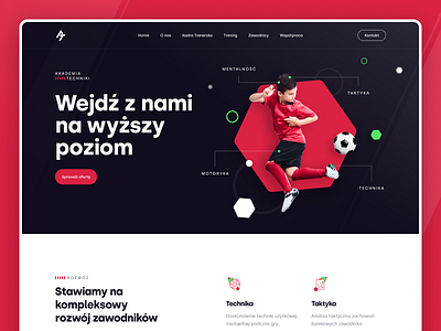 Akademia Techniki Hero Section ball button contact design football hero hero section icons illustration logotype mentalhealth menu player soccer sport training typography ui ux