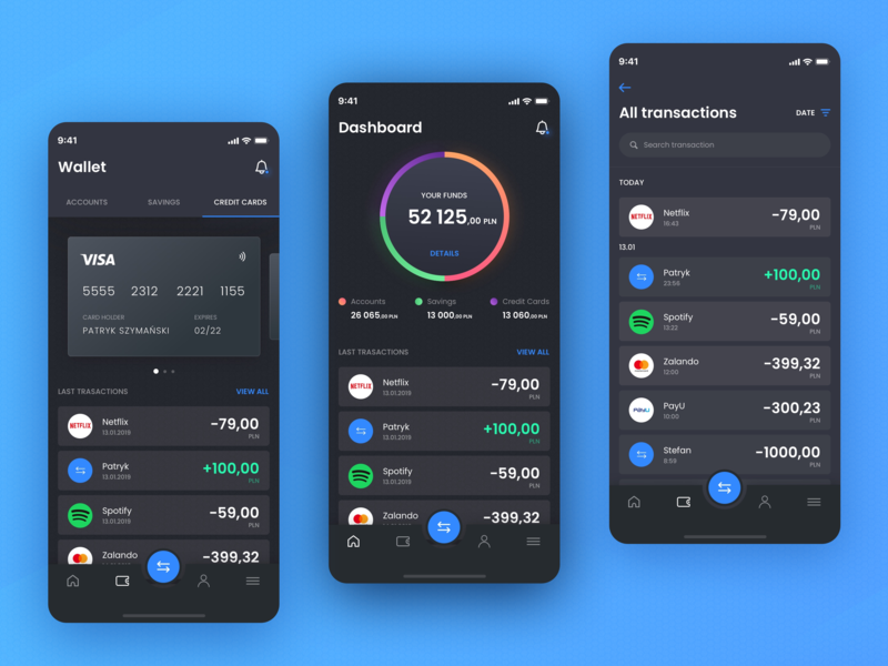 Banking App app banking banking app blue colors concept app creditcard dashboard app design money money app sketch transactions ui ux