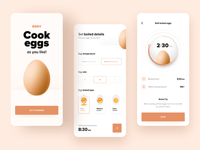 EGGY - Boiled Eggs App app boiled concept app cook cooking cooking app design designer egg eggs sketch timer ui ux