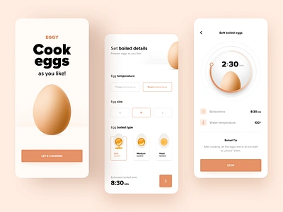 EGGY - Boiled Eggs App app boiled concept app cook cooking cooking app design designer egg eggs sketch timer ui ux