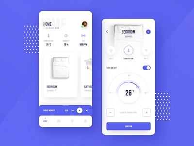 Smart Home App app application design colors design home smarthome temperature typography ui ui design ux