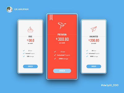 Pricing App Screen Design 100 day challenge 100 day project 100daychallenge 100days challenge accepted clean design concept design dailyui030 dailyuichallenge dailyuiuxpost interactive design mobile app design newconcept simple clean interface uidesign uiinspirations userexperience userfriendly userresearch uxdesign