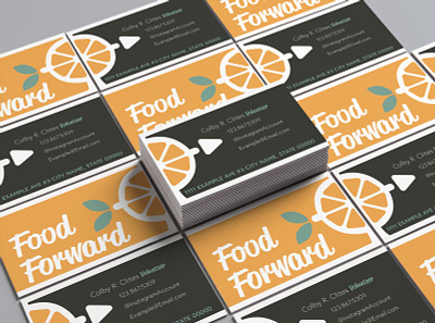 Food Forward - Business Cards adobe brand branding brown business cards clites colby design food forward green icon logo nonprofit orange print typography