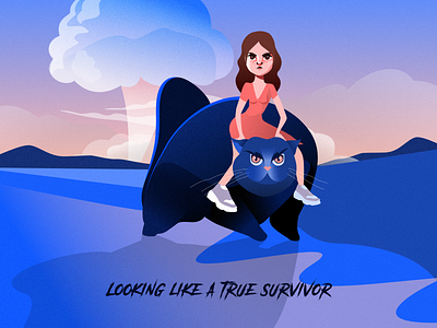 True survivor blue design elton john explosion girl illustration landscape survivor vector