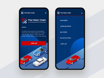 TMC Landing page mobile blockchain blue car digital figma landing page landingpage mobile motor petrolhead racing red startup ui ux uxui vehicle web website website design