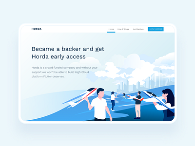 HORDA website blue design desktop digital horda illustration illustrations landing landing page tablet ui uidesign uiux ux vector webpage website