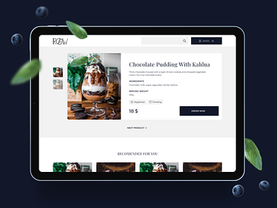 Digital menu product page