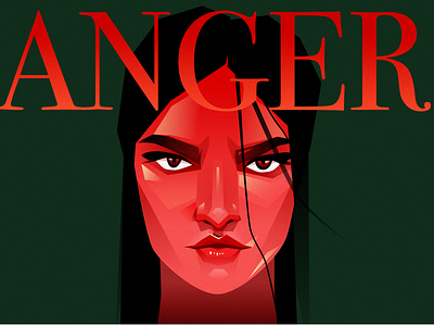 Emotions. Anger anger design digital emotions feeling graphic graphicdesign illustration portrait poster design red series series art ui vector woman