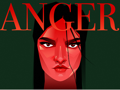 Emotions. Anger anger design digital emotions feeling graphic graphicdesign illustration portrait poster design red series series art ui vector woman