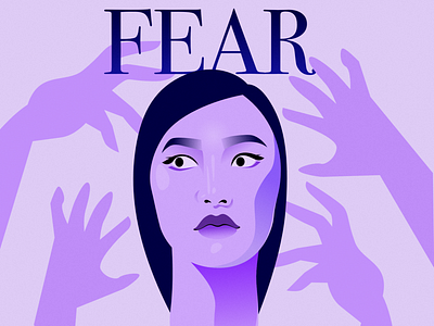 Emotions. Fear blue design digital emotion face fear feeling graphic graphicdesign illustration portrait ui vector violet website woman