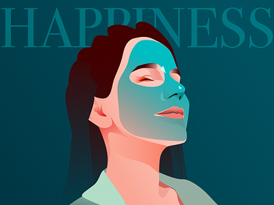 Emotions Happiness blue character design desktop digital face fasemask gradients illustration mask noise portrait poster poster art scincare selfportrait series turquoise ui vector