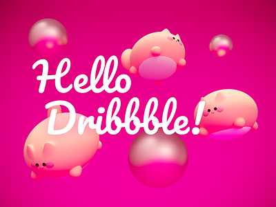 Hello Dribbble! 3d art cats firstshoot hello dribbble illustration pink