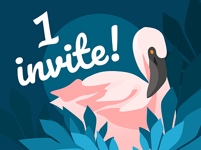 Dribbble Invite blue flamingo illustration invitation invitations invite invites pink summer tropic tropical vector